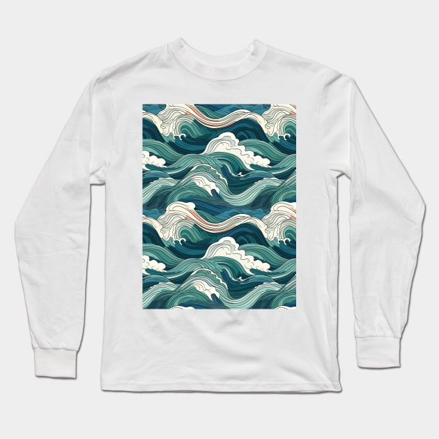 Ephemeral Crests: Hokusai Waves Reimagined Long Sleeve T-Shirt by star trek fanart and more